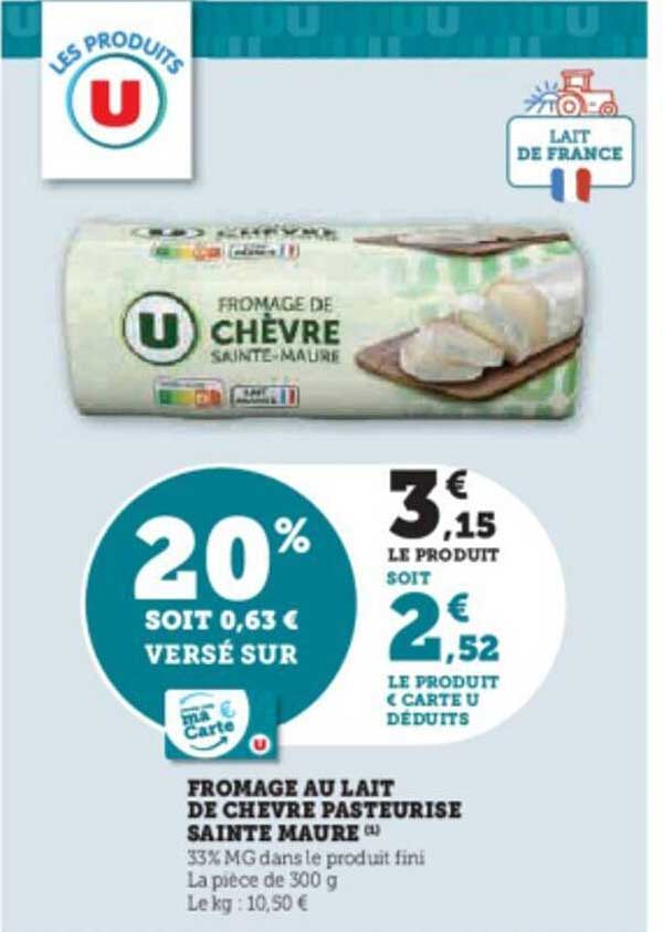 fromage au lait de chèvre pasteurisé sainte maure