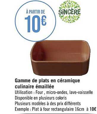 gamme de plats en céramique culinaire émaillée sincère