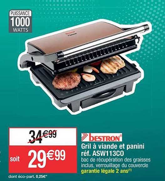 Gril à Viande Et Panini Bestron Asw113co