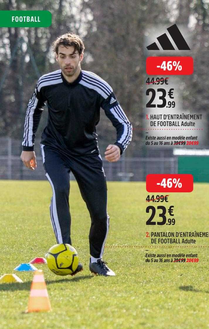 haut d'entraînement de football adulte, pantalon d'entraînement de football adulte adidas