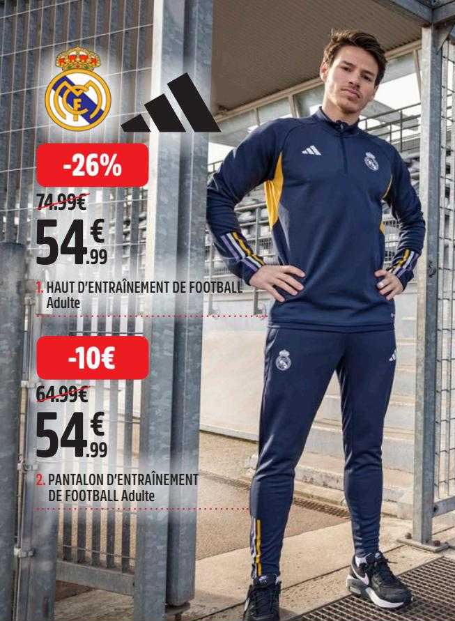 haut d'entraînement de football adulte, pantalon d'entraînement de football adulte