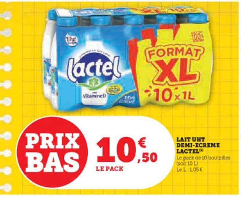 lait uht demi-écrémé lactel