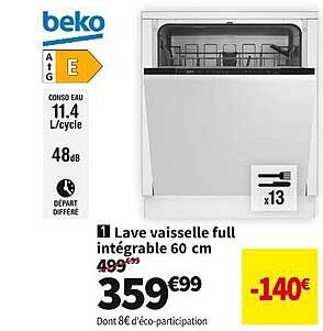 lave vaisselle full intégrable 60 cm beko