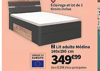 Lit Adulte Médina 140 X 190 Cm