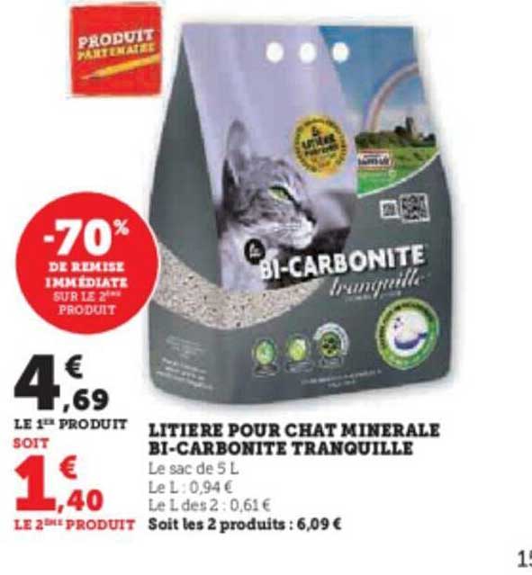 Litière Pour Chat Minérale Bi-carbonite Tranquille