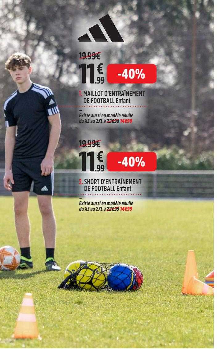 maillot d'entraînement de football enfant, short d'entraînement de football enfant adidas