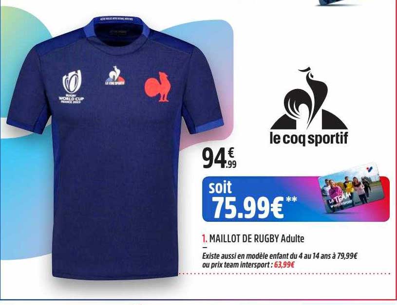 maillot de rugby adulte le coq sportif