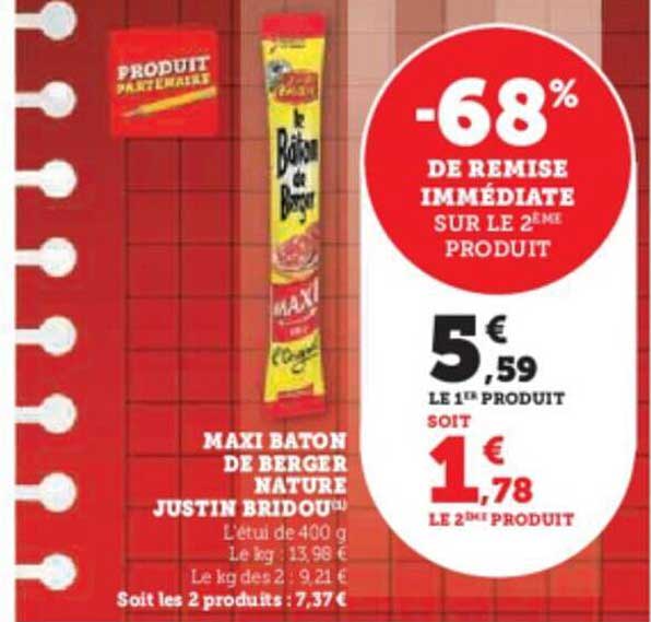 maxi bâton de berger nature justin bridou