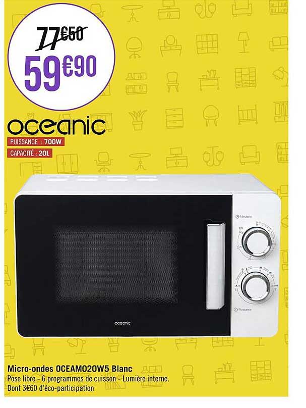 micro-ondes oceam020w5 blanc oceanic