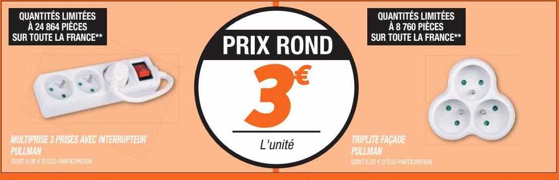 multiprise 3 prises avec interrupteur pullman, triplite façade pulman