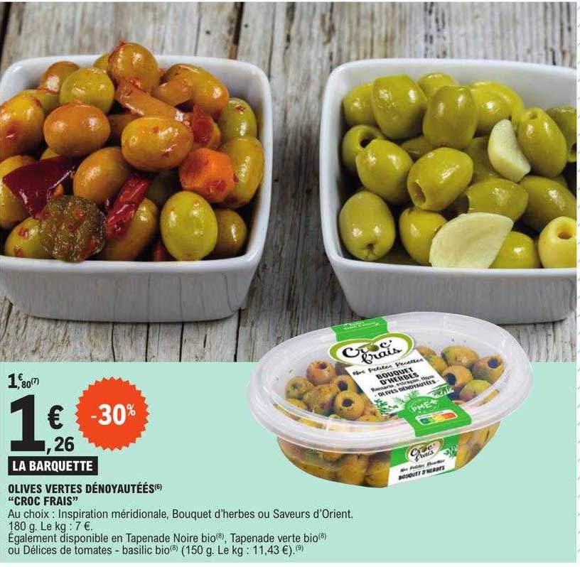 Olives Vertes Dénoyautées "croc Frais"