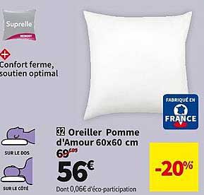 oreiller pomme d'amour 60 x 60 cm suprelle