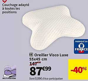 oreiller visco luxe 55 x 45 cm