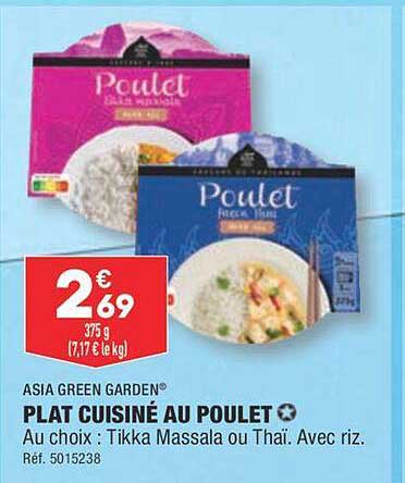 plat cuisiné au poulet asia green garden