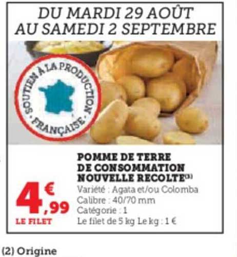 pomme de terre de conservation nouvelle récolte