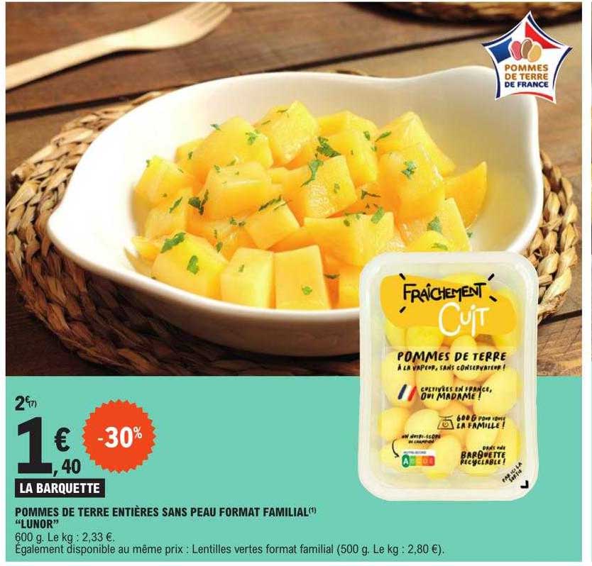 pommes de terre entières peau format familial "lunor"