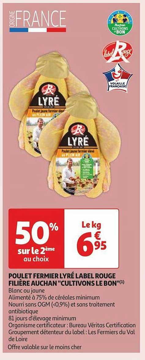 poulet fermier lyré label rouge filière auchan "cultivons le bon"