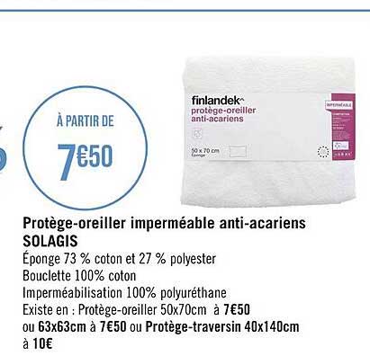 Protège-oreiller Imperméable Anti-acariens Solagis