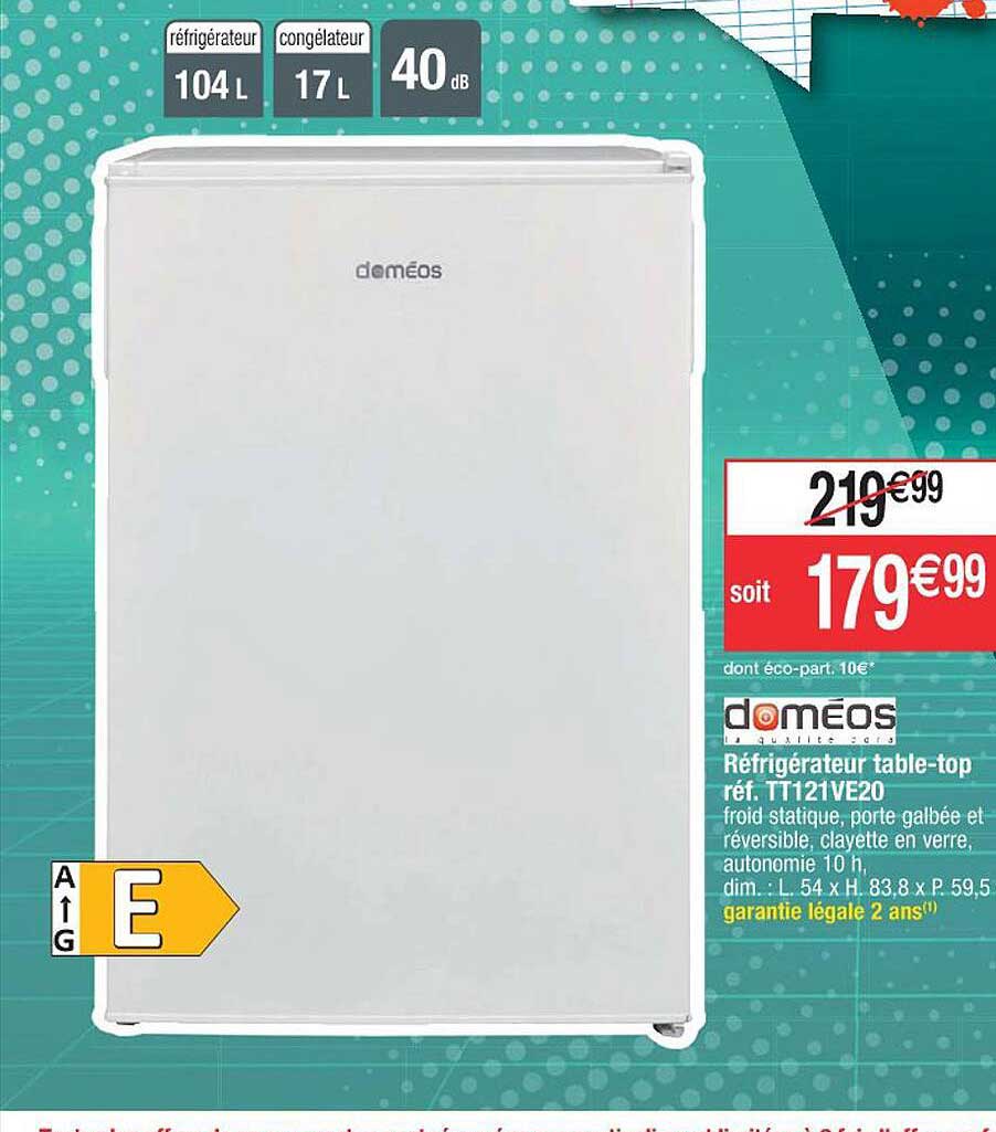 Réfrigérateur Table-top Tt121ve20 Doméos