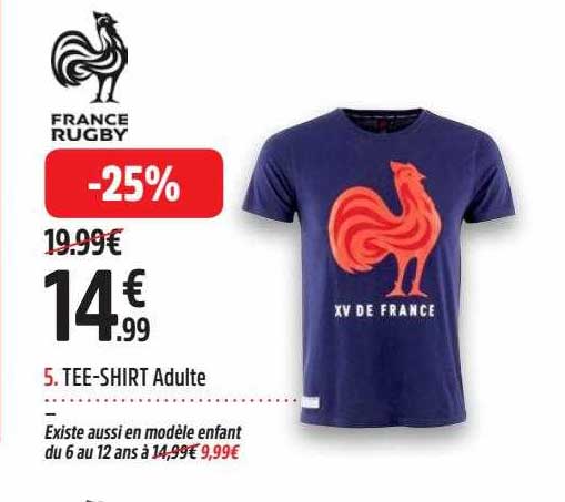 tee-shirt adulte france rugby