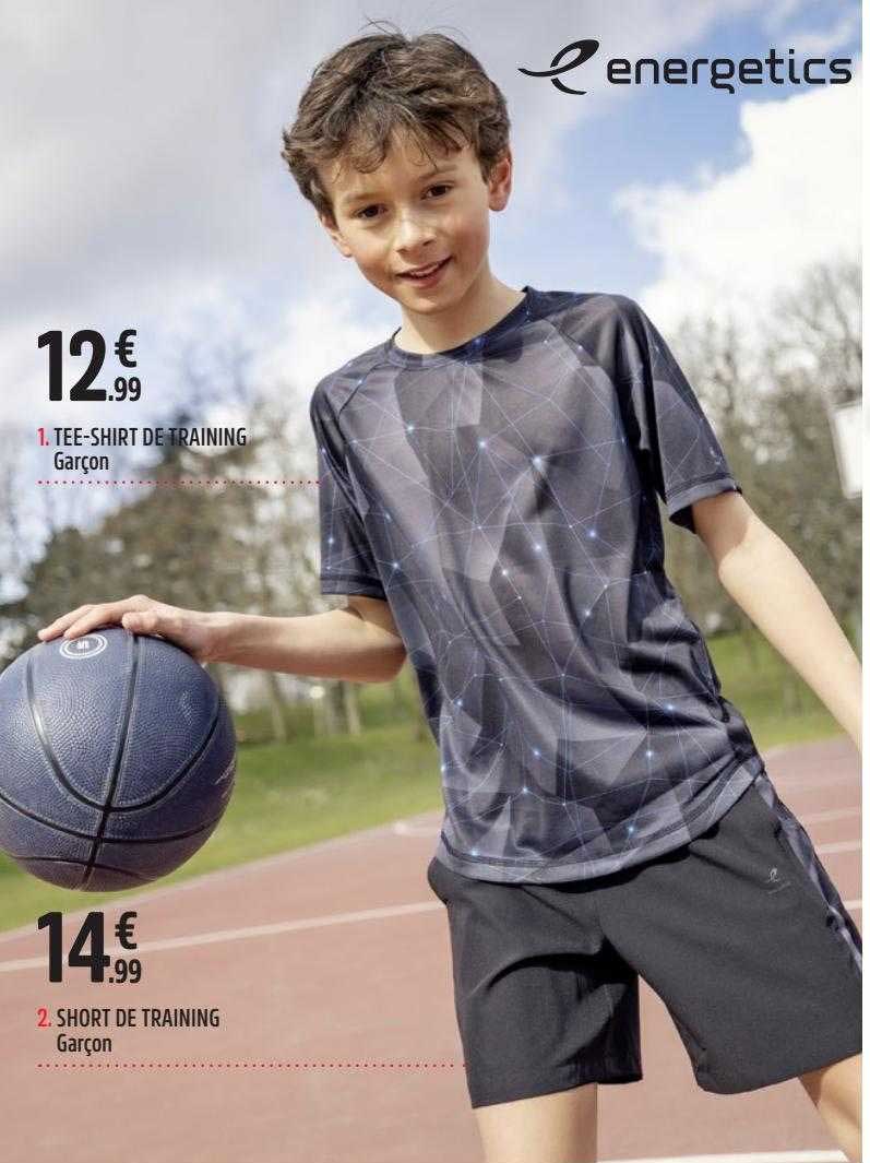 tee-shirt de training garçon, short de training garçon energetics