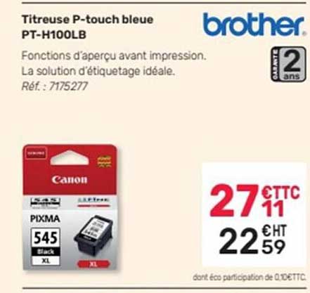 titreuse p-touch bleue pt-h100lb brother