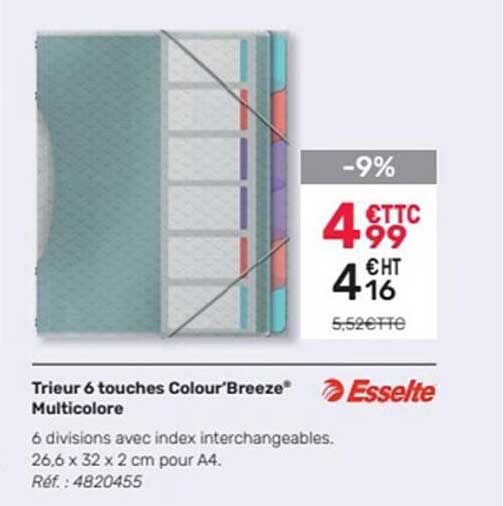 trieur 6 touches colour'breeze multicolore esselte