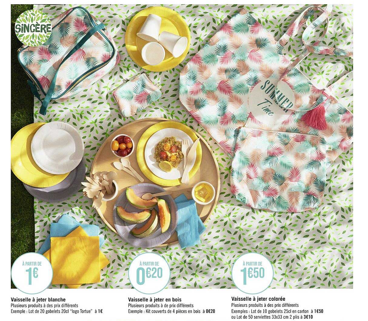 vaisselle à jeter blanche, vaisselle à jeter en bois, vaisselle à jeter colorée