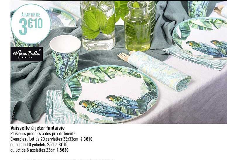 vaisselle à jeter fantaisie mesa bella