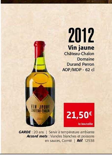 2012 vin jaune château chalon domaine durant perron aop mdp