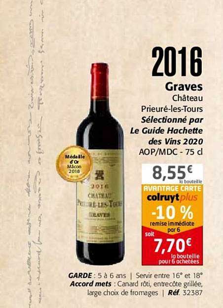 2016 graves château prieuré les tours