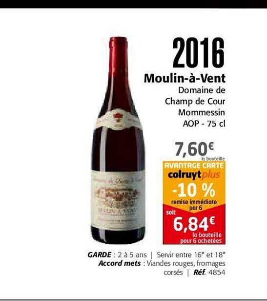 2016 moulin à vent domaine de champ de cour mommessin