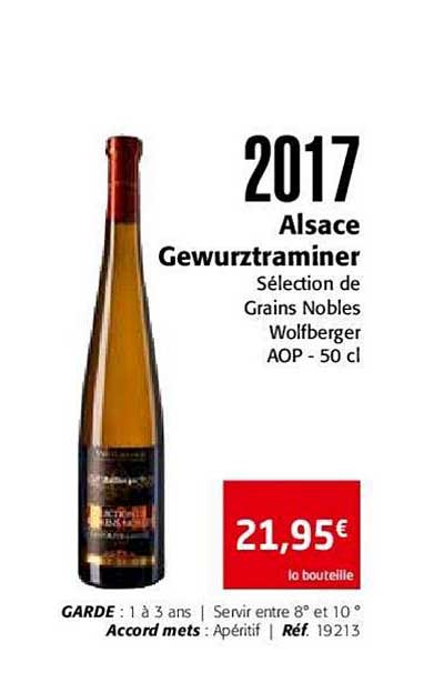 2017 alsace gewurztraminer sélection de grains nobles wolfberger aop