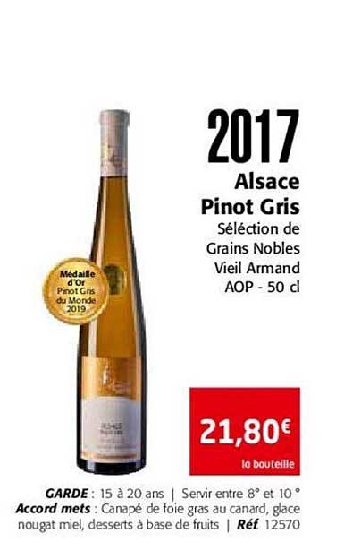 2017 alsace pinot gris sélection de grains nobles vieil armand