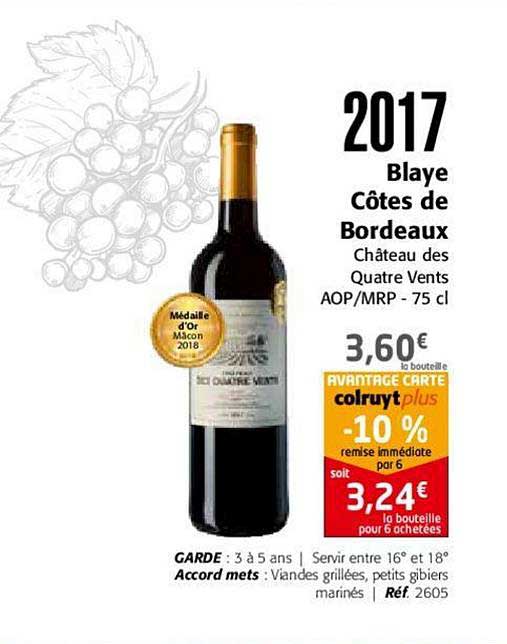 2017 blaye côtes de bordeaux château des quatre vents