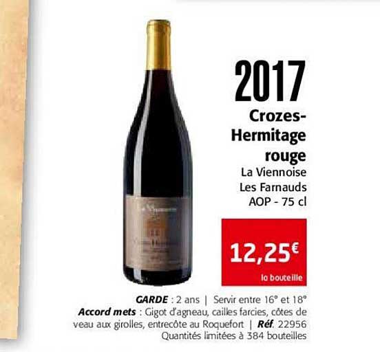 2017 crozes hermitage rouge la viennoise les farnauds aop