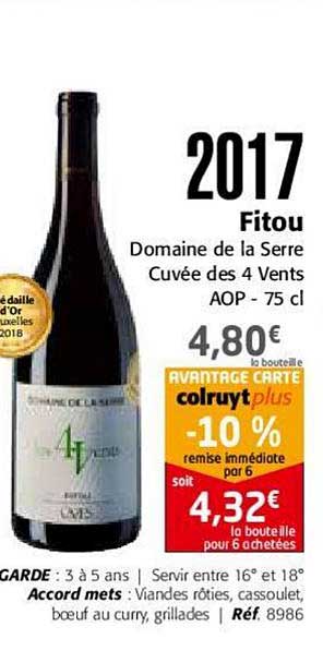 2017 fitou domaine de la serre cuvée des 4 vents aop