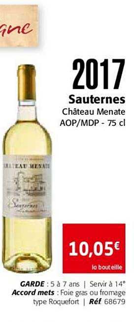 2017 sauternes château menate aop mdp
