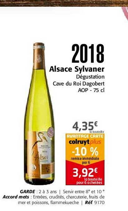 2018 Alsace Sylvaner Dégustation Cave Du Roi Dagobert Aop