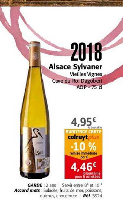 2018 alsace sylvaner vieilles vignes cave du roi dagobert aop