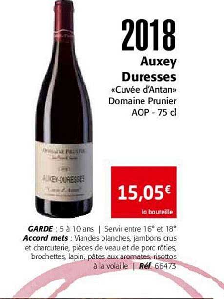 2018 auxey duresses cuvée d'antan domaine prunier