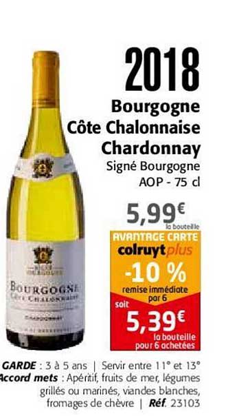 2018 bourgogne côte chalonnaise chardonnay signé bourgogne aop