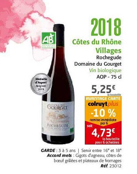 2018 côtes du rhône villages rochegude domaine du gourget vin biologique