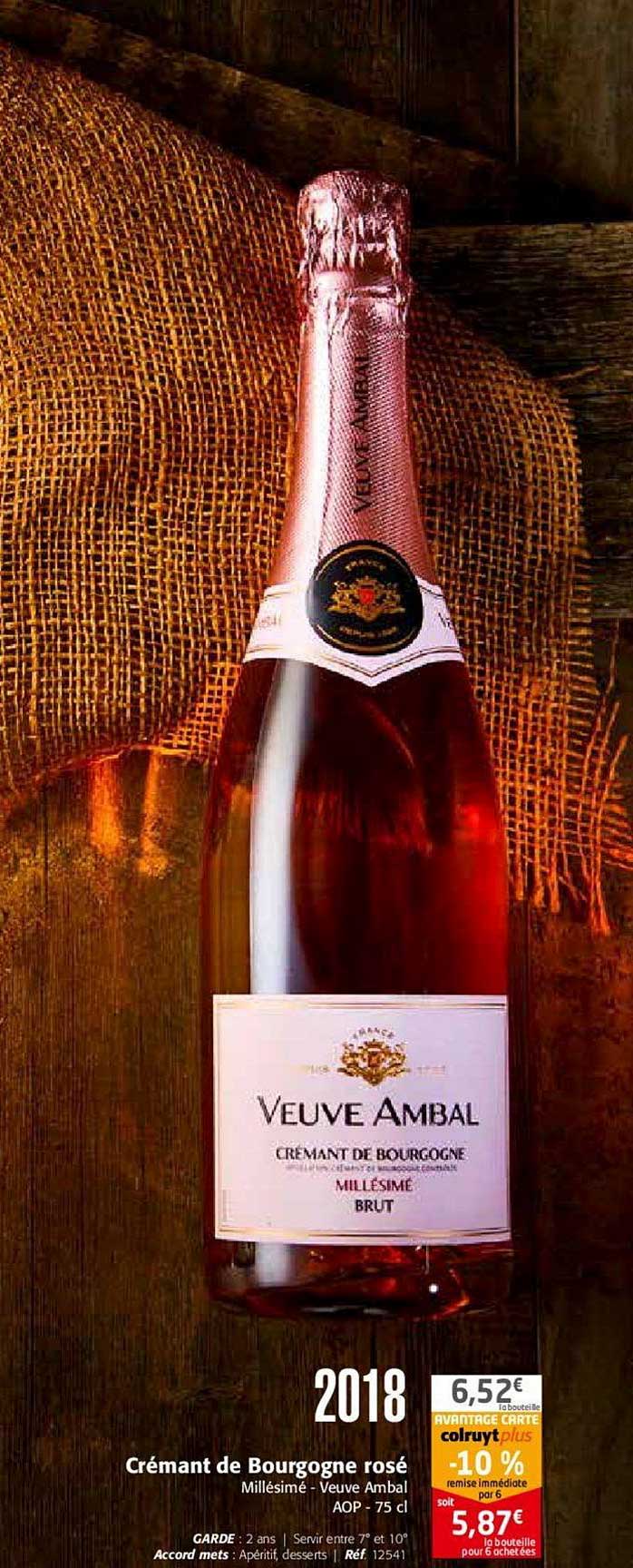 2018 crémant de bourgogne rosé millesimé veuve ambal aop