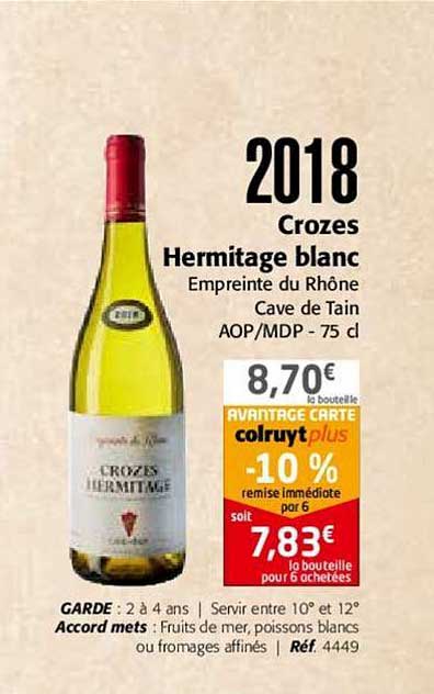2018 crozes hermitage blanc empreinte du rhône cave de tain aop mdp