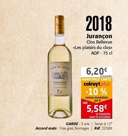 2018 jurançon clos bellevue "les plaisir du clos" aop