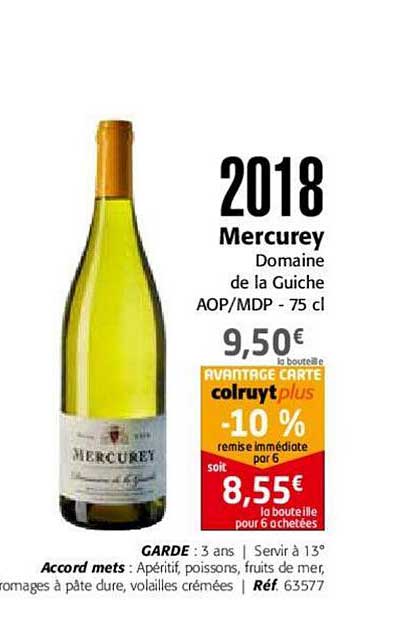 2018 mercurey domaine de guiche aop mdp