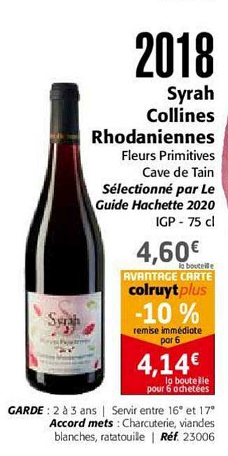 2018 Syrah Collines Rhodaniennes Fleurs Primitives Cave De Tain