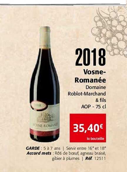 2018 vosne romanée domaine roblot marchand & fils aop