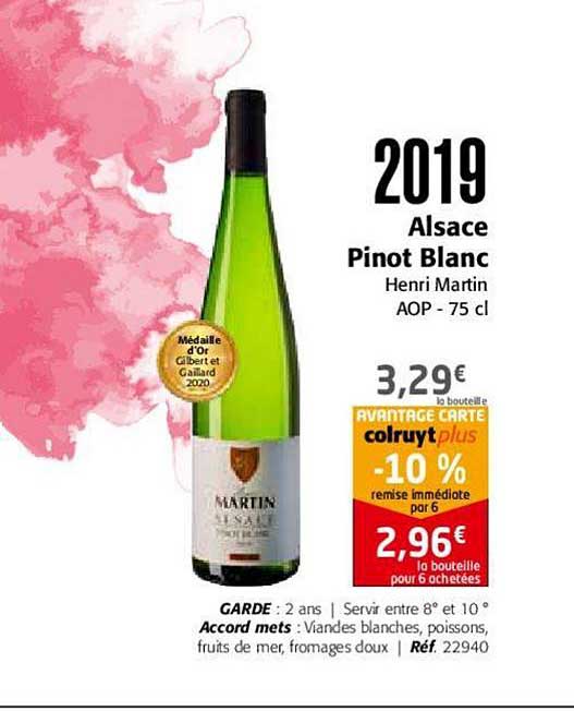 2019 alsace pinot blanc henri martin aop